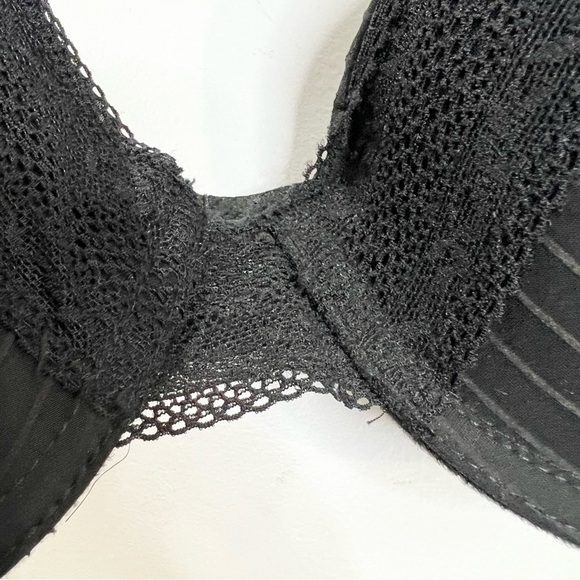 Aureole Lingerie France black pinstripe  and lace underwire bra 36C - Picture 11 of 14